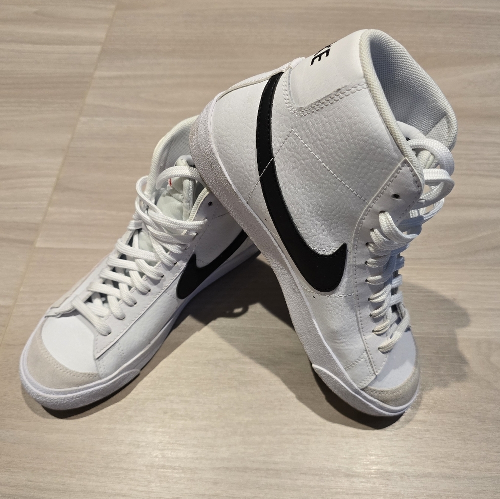 Nike White and Black Mid-Top Sneakers